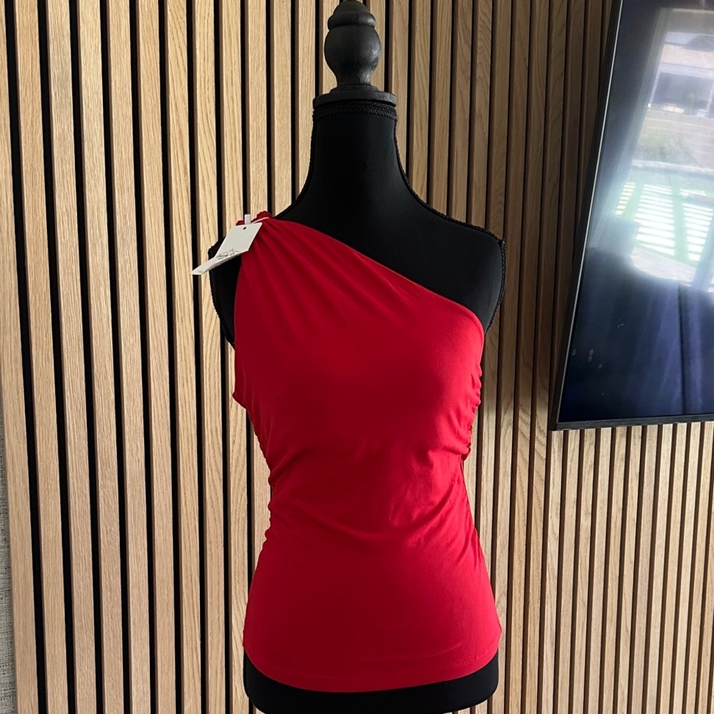 One-Shoulder Red Tank Top